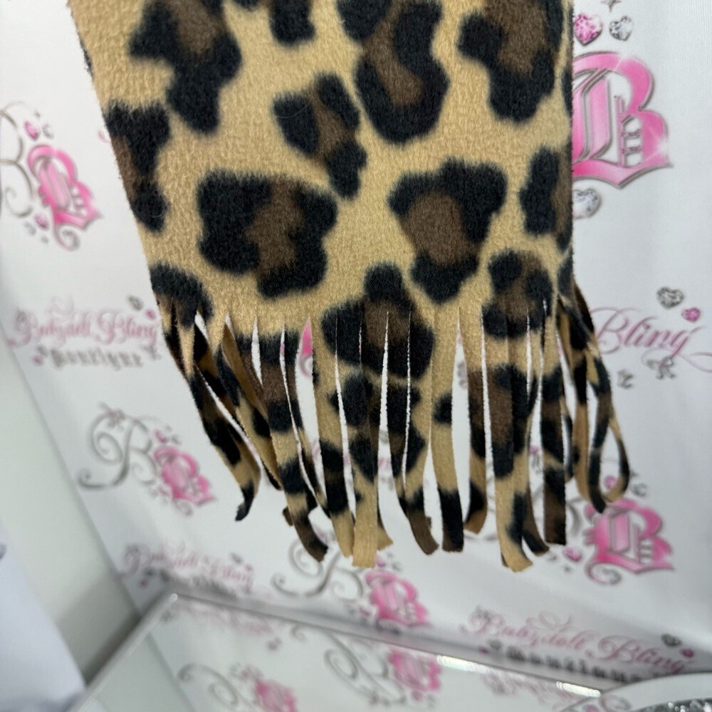Old Navy scarf scarve tassel cheetah Leopard Print Scarf - Black and Tan - Picture 5 of 9